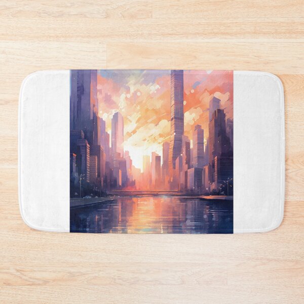 Item preview, Sunset Symphony: A Bustling City Skyline in Watercolor designed and sold by Shirtastically.