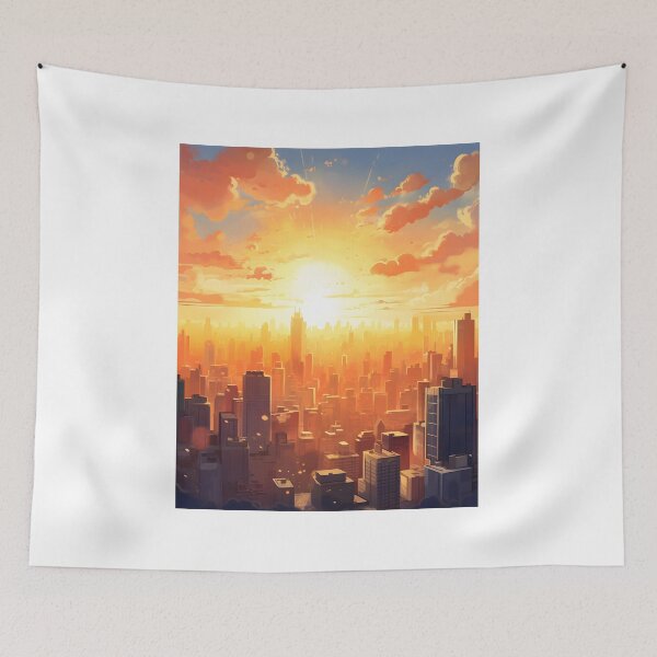 Item preview, City Colors: A Bustling Watercolor Skyline at Sunset designed and sold by Shirtastically.