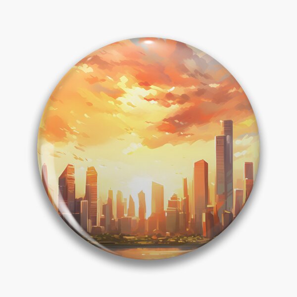 Item preview, Dusk Drama: A Bustling City Skyline in Watercolor designed and sold by Shirtastically.