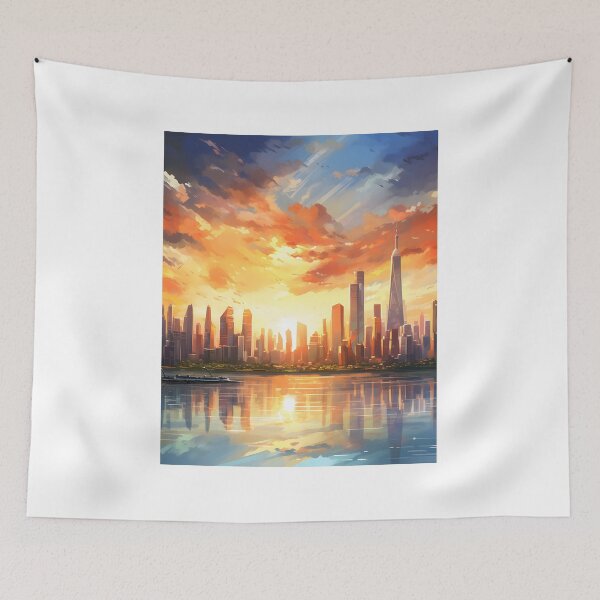 Item preview, Dusk Drama: A Bustling City Skyline in Watercolor designed and sold by Shirtastically.