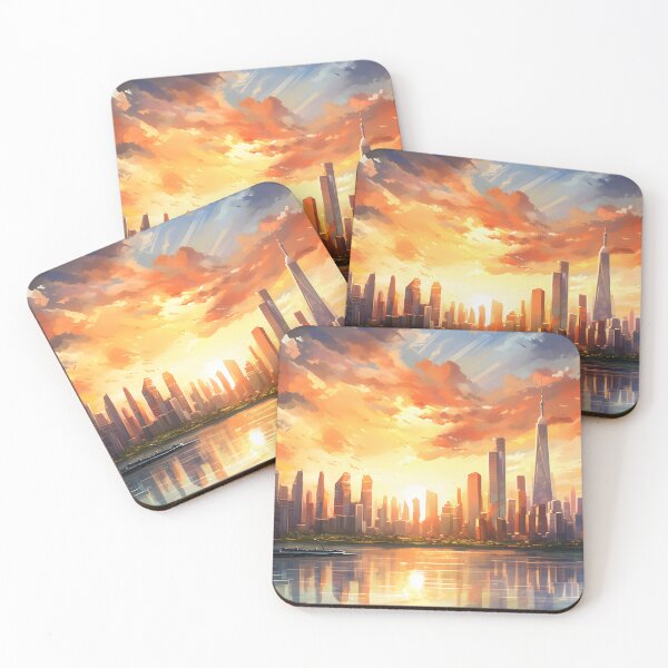 Item preview, Dusk Drama: A Bustling City Skyline in Watercolor designed and sold by Shirtastically.