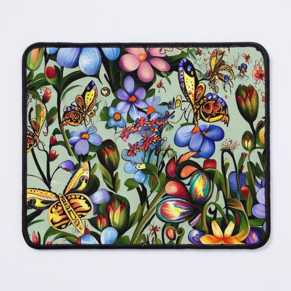 Item preview, Blue sea of flowers with butterflies designed and sold by gringourmand.