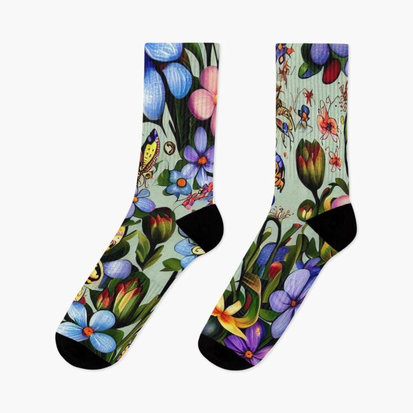 Item preview, Blue sea of flowers with butterflies designed and sold by gringourmand.