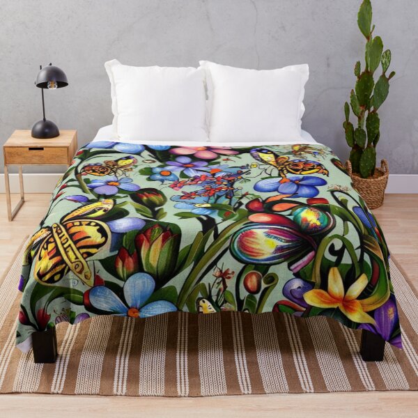 Item preview, Blue sea of flowers with butterflies designed and sold by gringourmand.