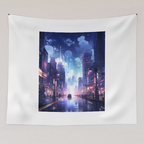 Item preview, Nighttime Neon: A City Skyline in Watercolor designed and sold by Shirtastically.