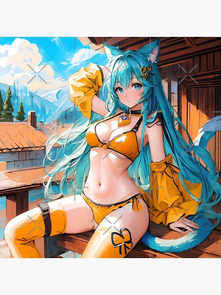 Fantasy Neko catgirl draw swimsuit