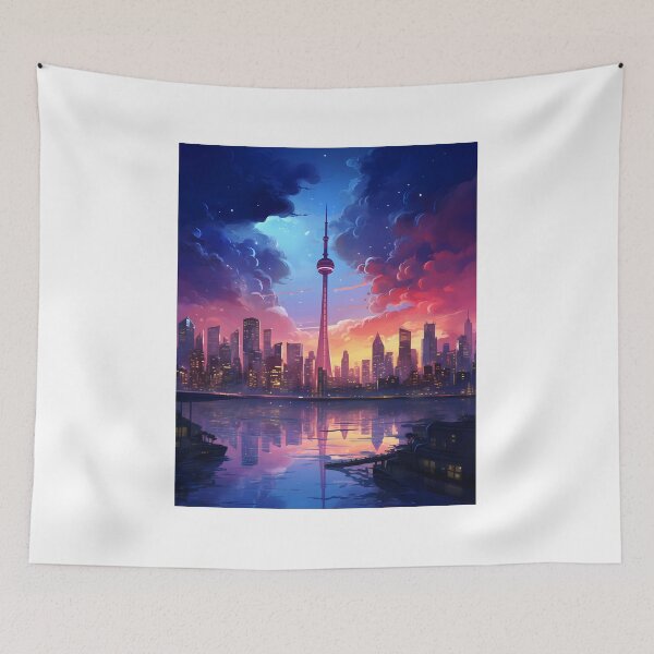 Item preview, Watercolor Whispers: A Nighttime City Skyline designed and sold by Shirtastically.
