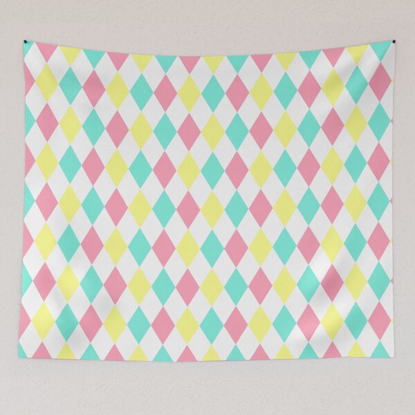 Item preview, Harlequin pattern dopamine dressing yellow pink blue designed and sold by Colorblizz.