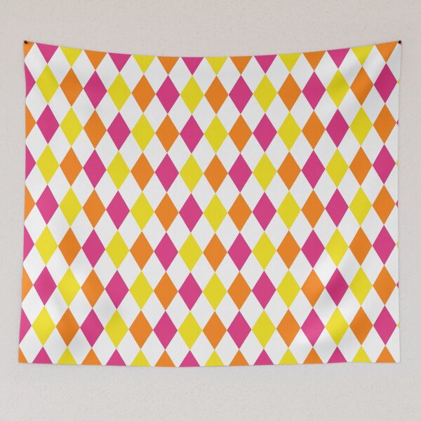 Item preview, Harlequin pattern dopamine dressing yellow pink orange designed and sold by Colorblizz.