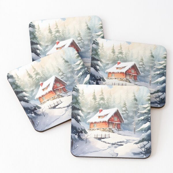 Item preview, Snowy Solitude: A Cozy Cabin in Watercolor designed and sold by Shirtastically.