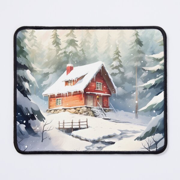 Item preview, Snowy Solitude: A Cozy Cabin in Watercolor designed and sold by Shirtastically.