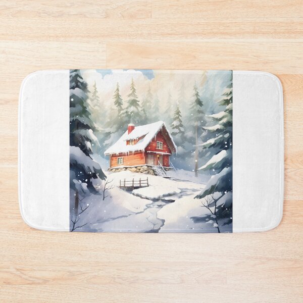 Item preview, Snowy Solitude: A Cozy Cabin in Watercolor designed and sold by Shirtastically.