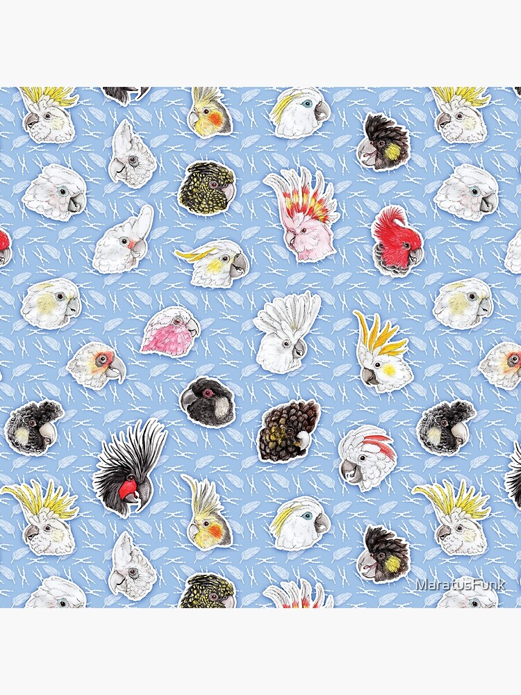 Thumbnail 2 of 2, Tote Bag, 21 Cockatoos (in light blue) designed and sold by MaratusFunk.