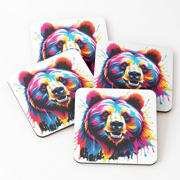 Item preview,  "Bear Head Illustration: A Vibrant Splash of Vector Art Colors" designed and sold by Best-Art-32.