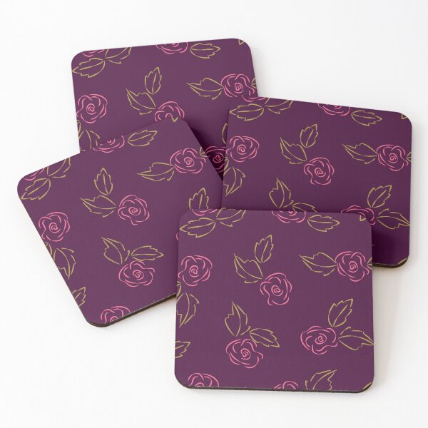 Item preview, Rosy Lines - Pink Roses on Warm Plum designed and sold by PaisleyMcNoodle.