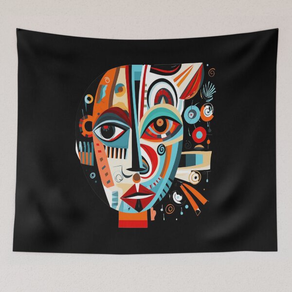 Item preview, abstract colored face designed and sold by ArtFeverShop.
