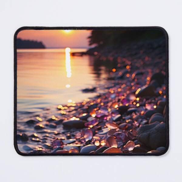 Item preview, Otherworldly beach and seascape with gemstones at sunset 8 designed and sold by Art by Lilia.