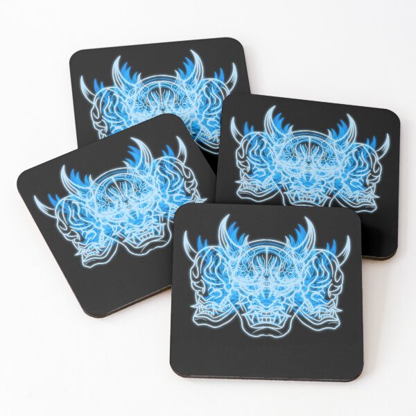 Item preview, Neon Icey Blue Hannya Design - Three Neo Oni Masks designed and sold by Mitch616Art.