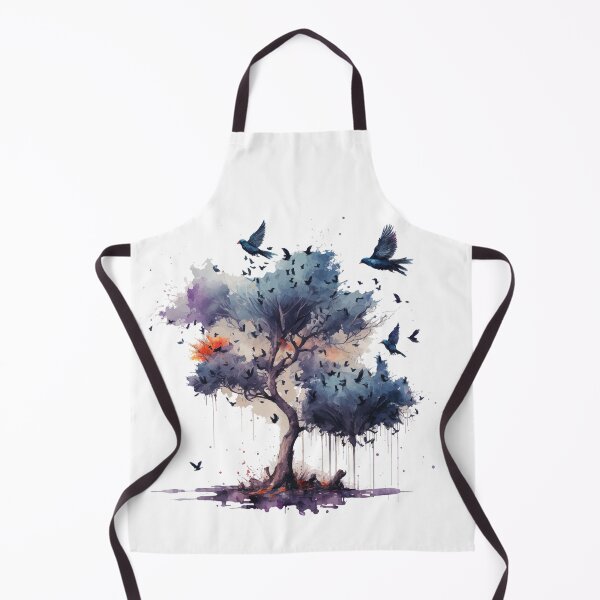 Item preview, Grunge Watercolor and Ink Drips Ancient Tree with Flying Birds designed and sold by StephanieWard.