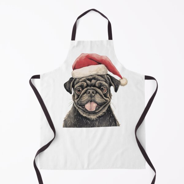 Item preview, Black Pug with Santa hat designed and sold by CreativeDecorCo.