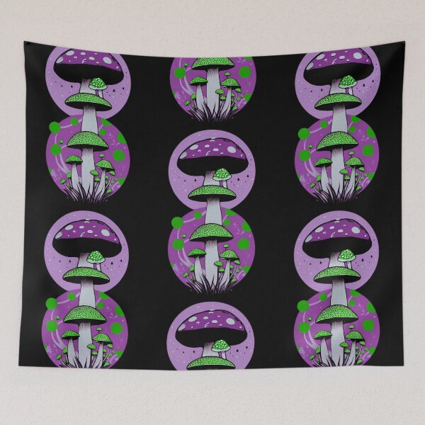 Item preview, Cottage-core Mushroom Toadstool - Cosmic Fly agaric - Purple and Green designed and sold by Mitch616Art.
