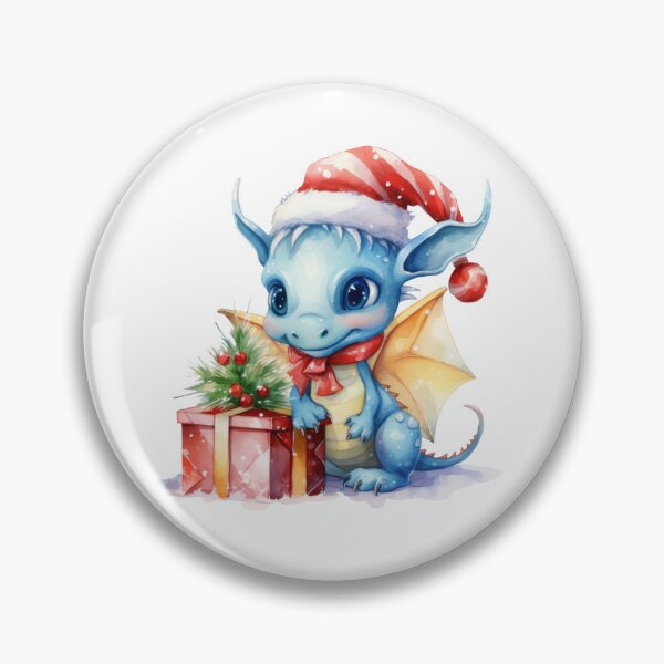 Artikelvorschau, Aquarell-Weihnachtsdrache mit Geschenkbox und Weihnachtsmütze, digitale Malerei, Wiederholungsmuster entworfen und verkauft von tiana-geo.