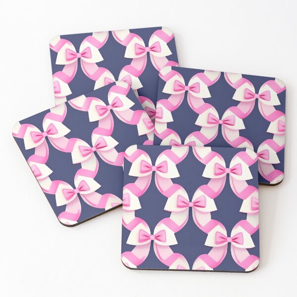 Item preview, Preppy pink bows on navy blue pattern designed and sold by SophieClimaArt.
