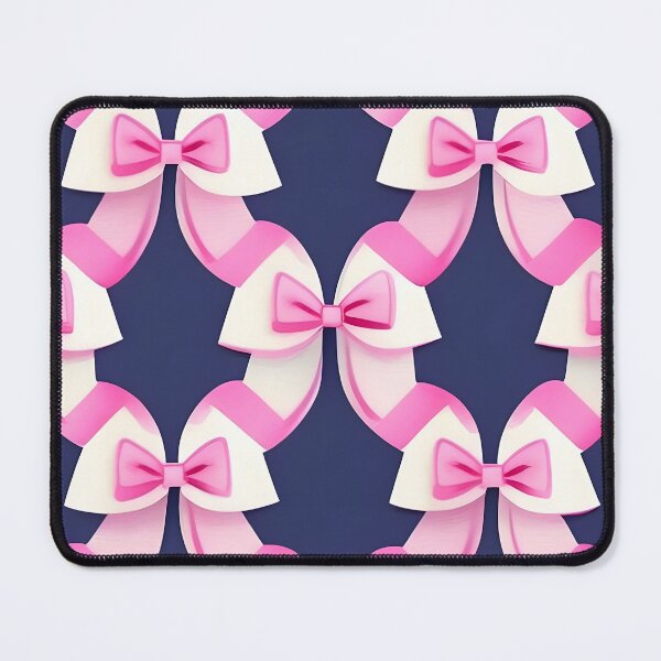 Item preview, Preppy pink bows on navy blue pattern designed and sold by SophieClimaArt.