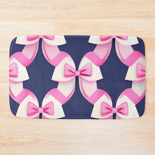 Item preview, Preppy pink bows on navy blue pattern designed and sold by SophieClimaArt.