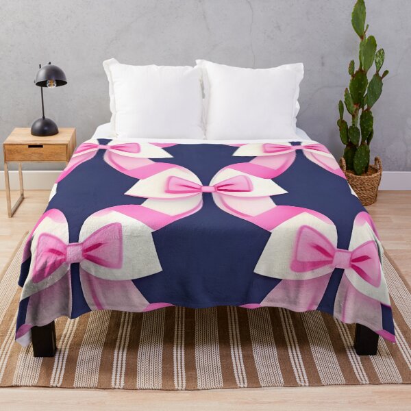 Item preview, Preppy pink bows on navy blue pattern designed and sold by SophieClimaArt.