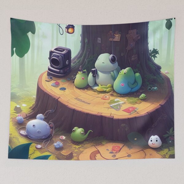 Item preview, Music Frog, Headset, forest, cartoon, cute, mini, animal designed and sold by Cyber Kids.