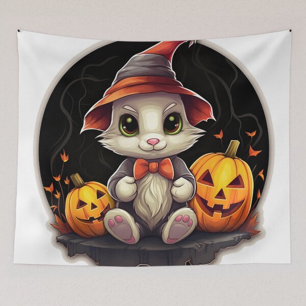 Item preview, Friendly Vampire Bunny: Candy Corn & Spider Webs - Adorable Digital Sticker designed and sold by PaintbrushPlace.