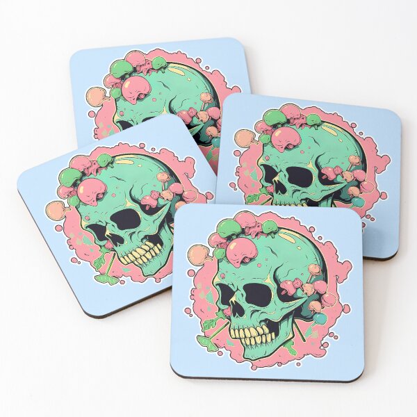 Item preview, Colorful Bubblegum Skull Lollipop Pink and Blue Sweets Juicy Spooky Halloween designed and sold by BubbleBone.