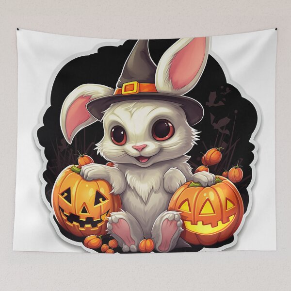 Item preview, Charming Vampire Bunny & Candy Corn: Cute Halloween Digital Sticker designed and sold by PaintbrushPlace.