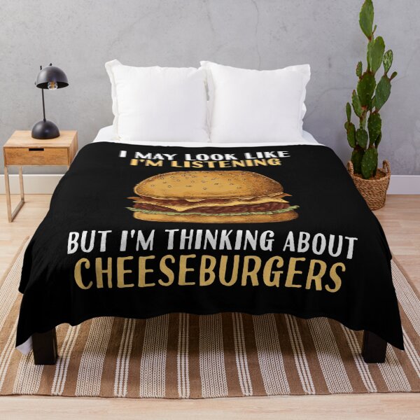 Item preview, Im Not Listening I'm Thinking About Cheeseburgers Funny Food Gift designed and sold by TMelonShop.