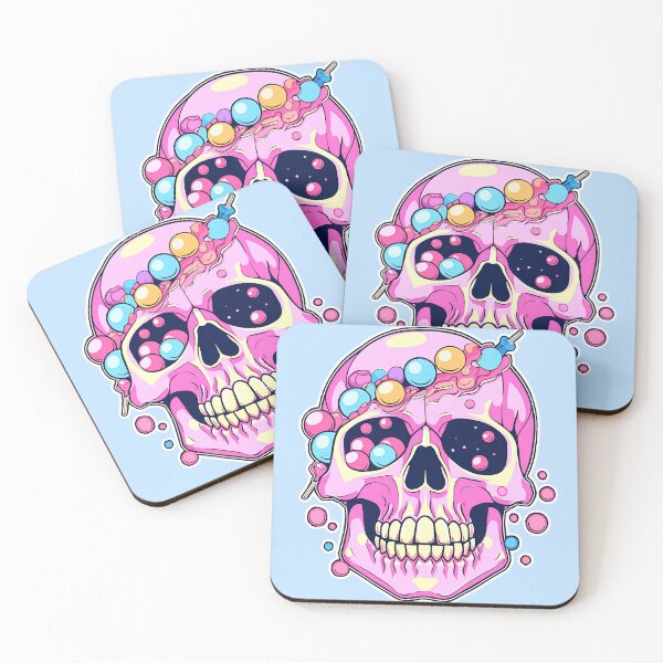 Item preview, Colorful Bubblegum Skull Lollipop Pink and Blue Sweets Juicy Spooky Halloween designed and sold by BubbleBone.