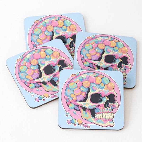 Item preview, Colorful Bubblegum Skull Lollipop Pink and Blue Sweets Juicy Spooky Halloween designed and sold by BubbleBone.