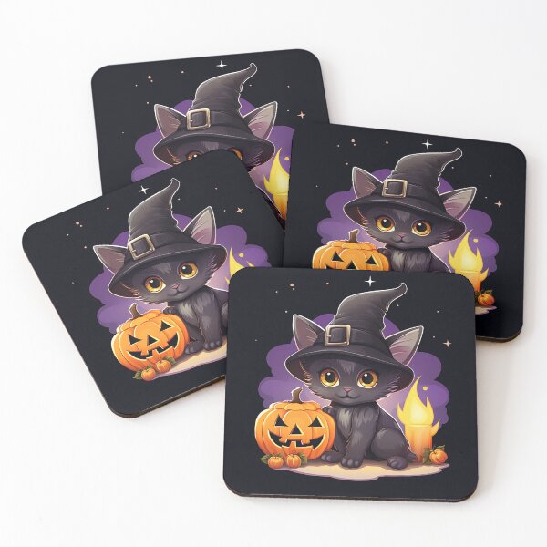 Item preview, Whimsical Witch Kitten & Pumpkins: Charming Halloween Digital Sticker designed and sold by PaintbrushPlace.
