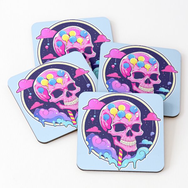 Item preview, Colorful Bubblegum Skull Lollipop Pink and Blue Sweets Juicy Spooky Halloween designed and sold by BubbleBone.