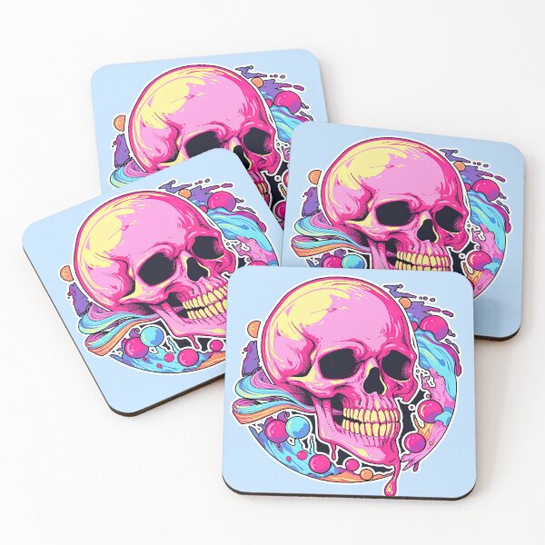 Item preview, Colorful Bubblegum Skull Lollipop Pink and Blue Sweets Juicy Spooky Halloween designed and sold by BubbleBone.