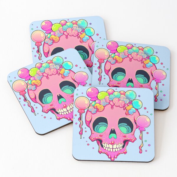 Item preview, Colorful Bubblegum Skull Lollipop Pink and Blue Sweets Juicy Spooky Halloween designed and sold by BubbleBone.