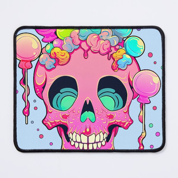 Artikelvorschau, Colorful Bubblegum Skull Lollipop Pink and Blue Sweets Juicy Spooky Halloween entworfen und verkauft von BubbleBone.