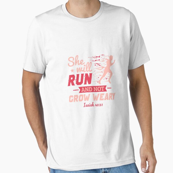 Item preview, She Will Run and not Grow Weary | cross country shirt | cross country gift | marathon gift | track and field gifts | running shirt | cross country coach | gift for runner designed and sold by Kreature Look.