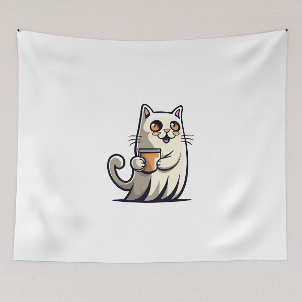 Item preview, ghost cat with coffee designed and sold by jkrphoto.