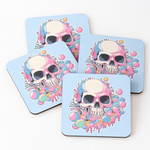 Item preview, Colorful Bubblegum Skull Lollipop Pink and Blue Sweets Juicy Spooky Halloween designed and sold by BubbleBone.