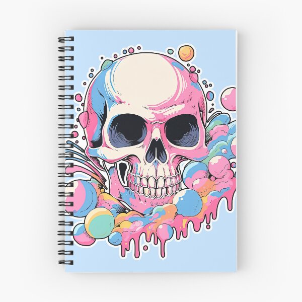 Artikelvorschau, Colorful Bubblegum Skull Lollipop Pink and Blue Sweets Juicy Spooky Halloween entworfen und verkauft von BubbleBone.