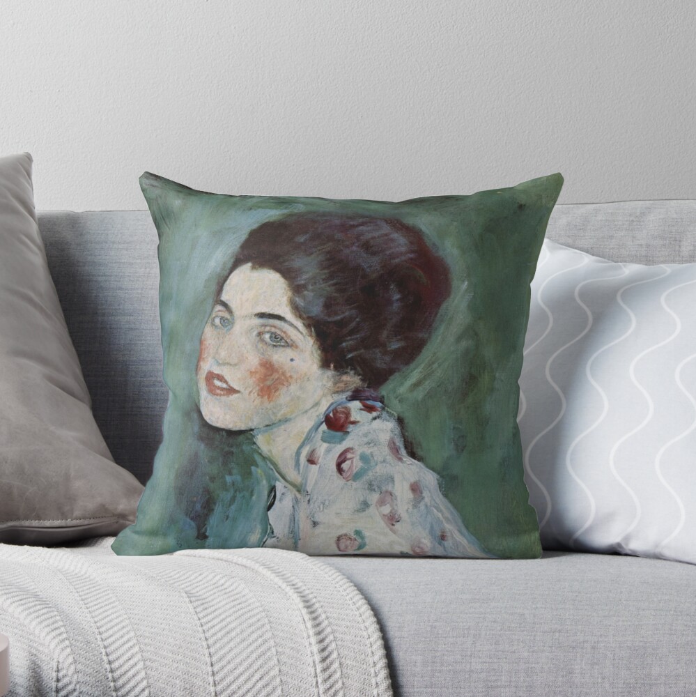Stolen Art - Portrait of a Lady by Gustav Klimt Throw Pillow
