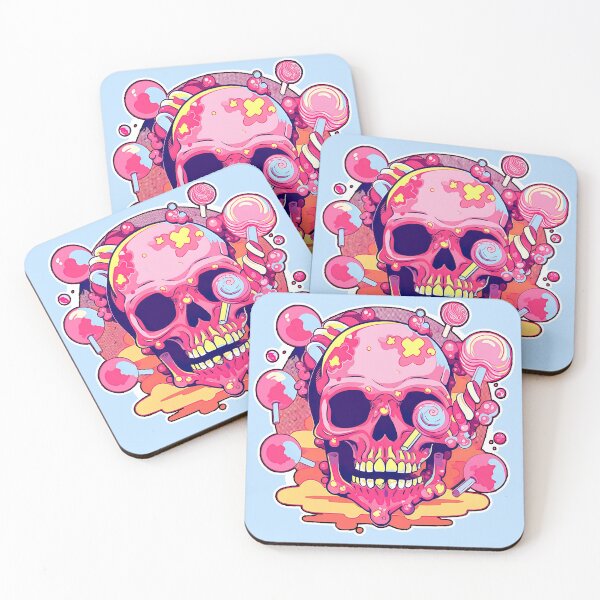 Item preview, Colorful Bubblegum Skull Lollipop Pink and Blue Sweets Juicy Spooky Halloween designed and sold by BubbleBone.