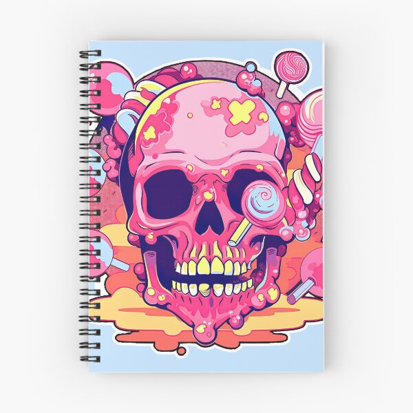Artikelvorschau, Colorful Bubblegum Skull Lollipop Pink and Blue Sweets Juicy Spooky Halloween entworfen und verkauft von BubbleBone.