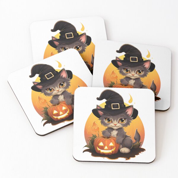 Item preview, Mystical Kitten & Witch's Hat: Enchanting Halloween Sticker designed and sold by PaintbrushPlace.
